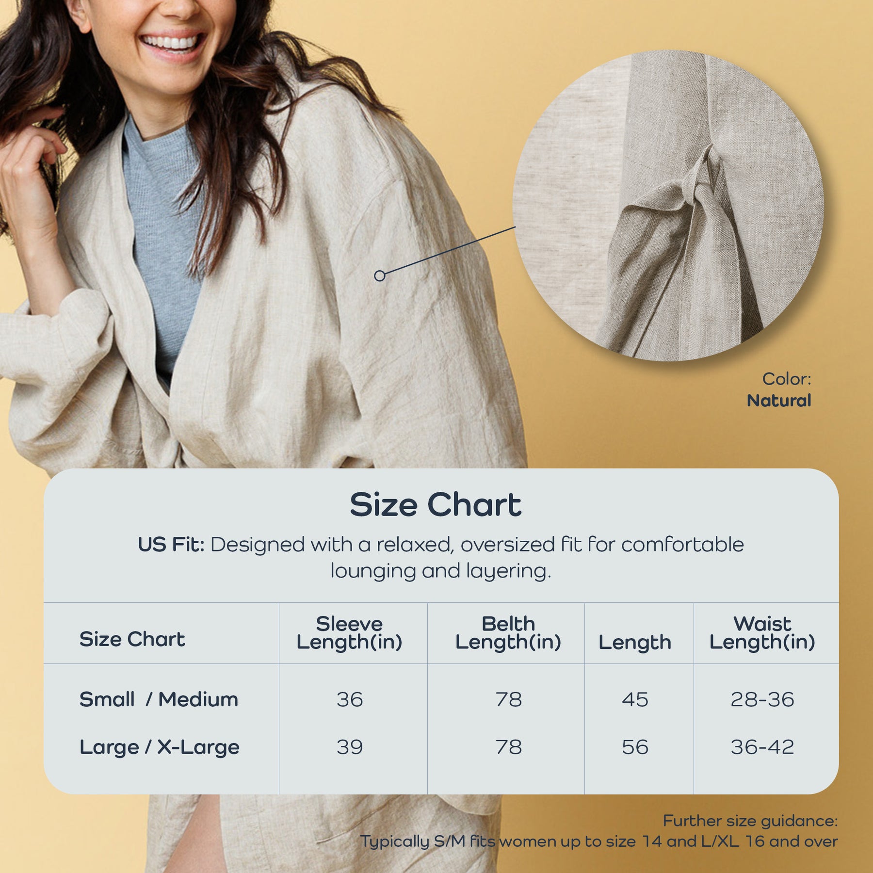 Premium 100% European Flax Linen Robe