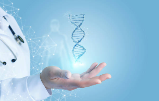 Doctor holding a strand of DNA