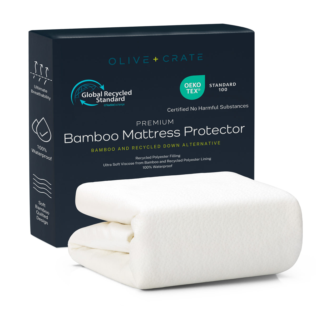 Bamboo Waterproof Mattress Protector - Olive + Crate