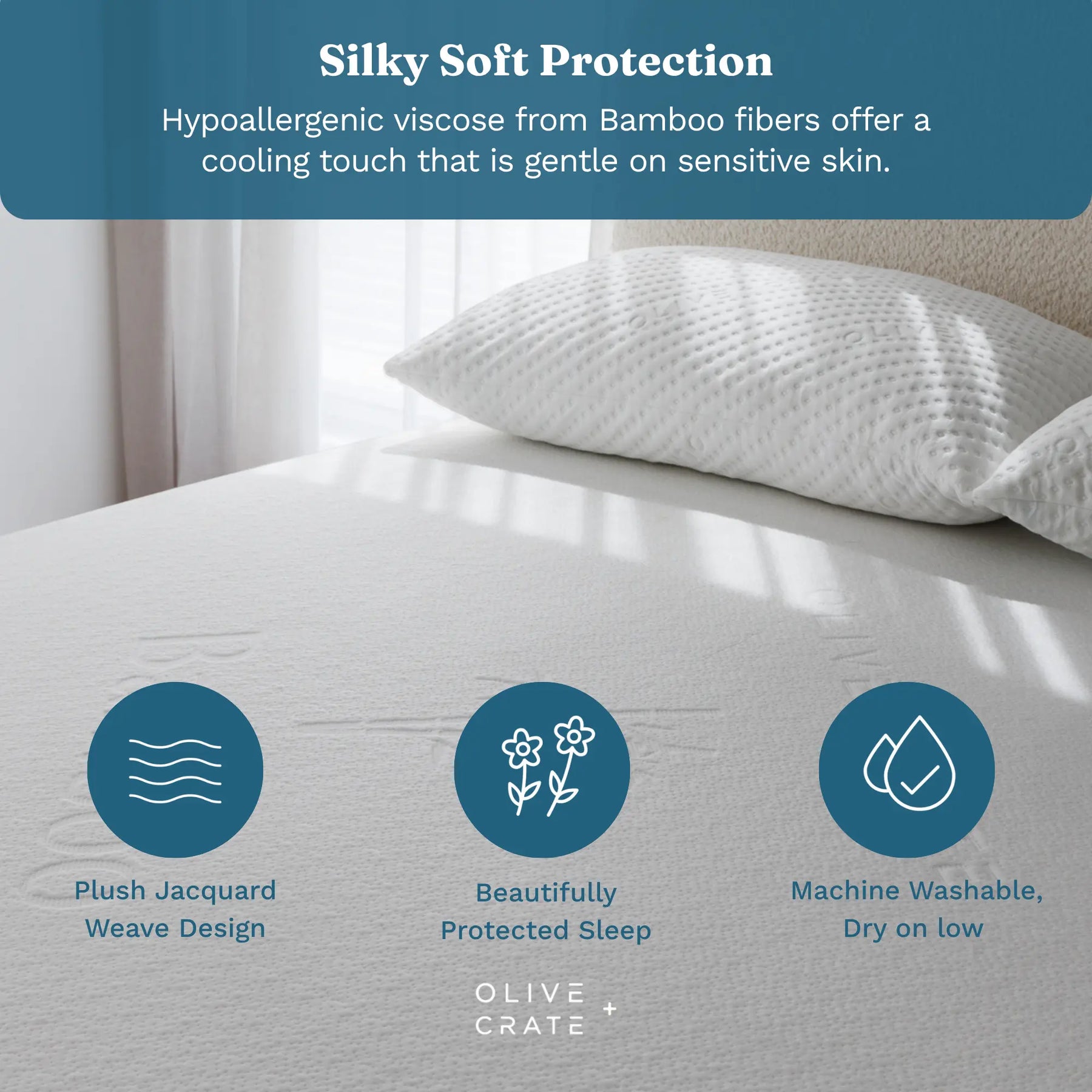 Waterproof & Cooling Bamboo Mattress Cover