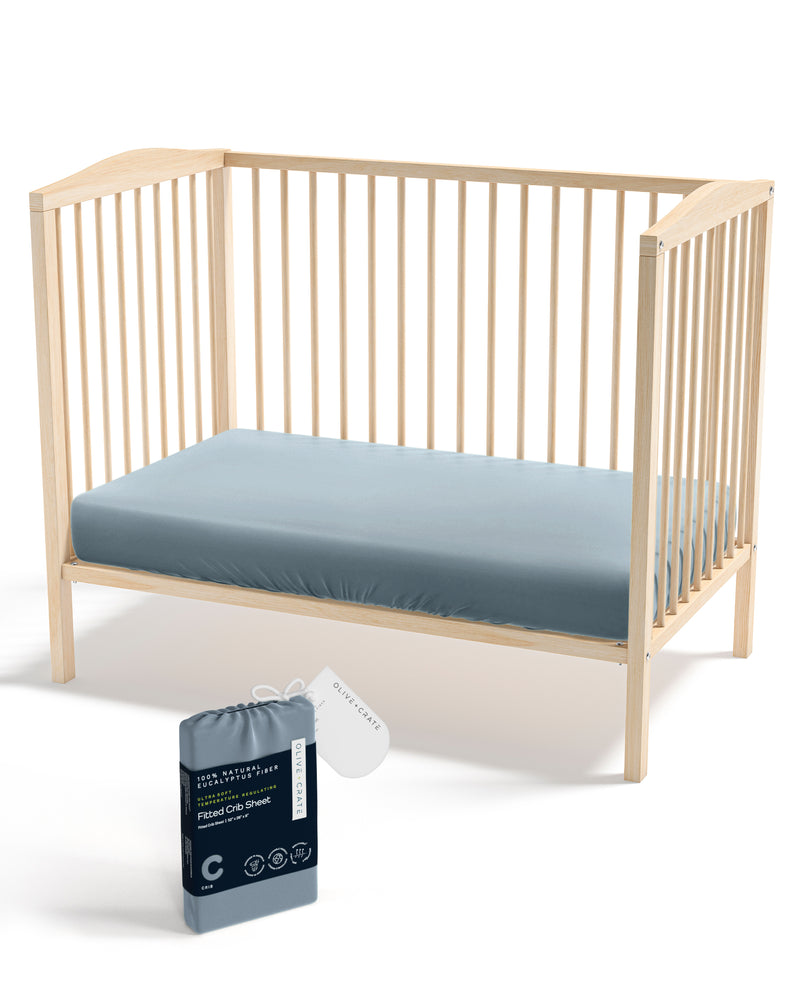 TENCEL Eucalyptus Crib Sheet Olive + Crate