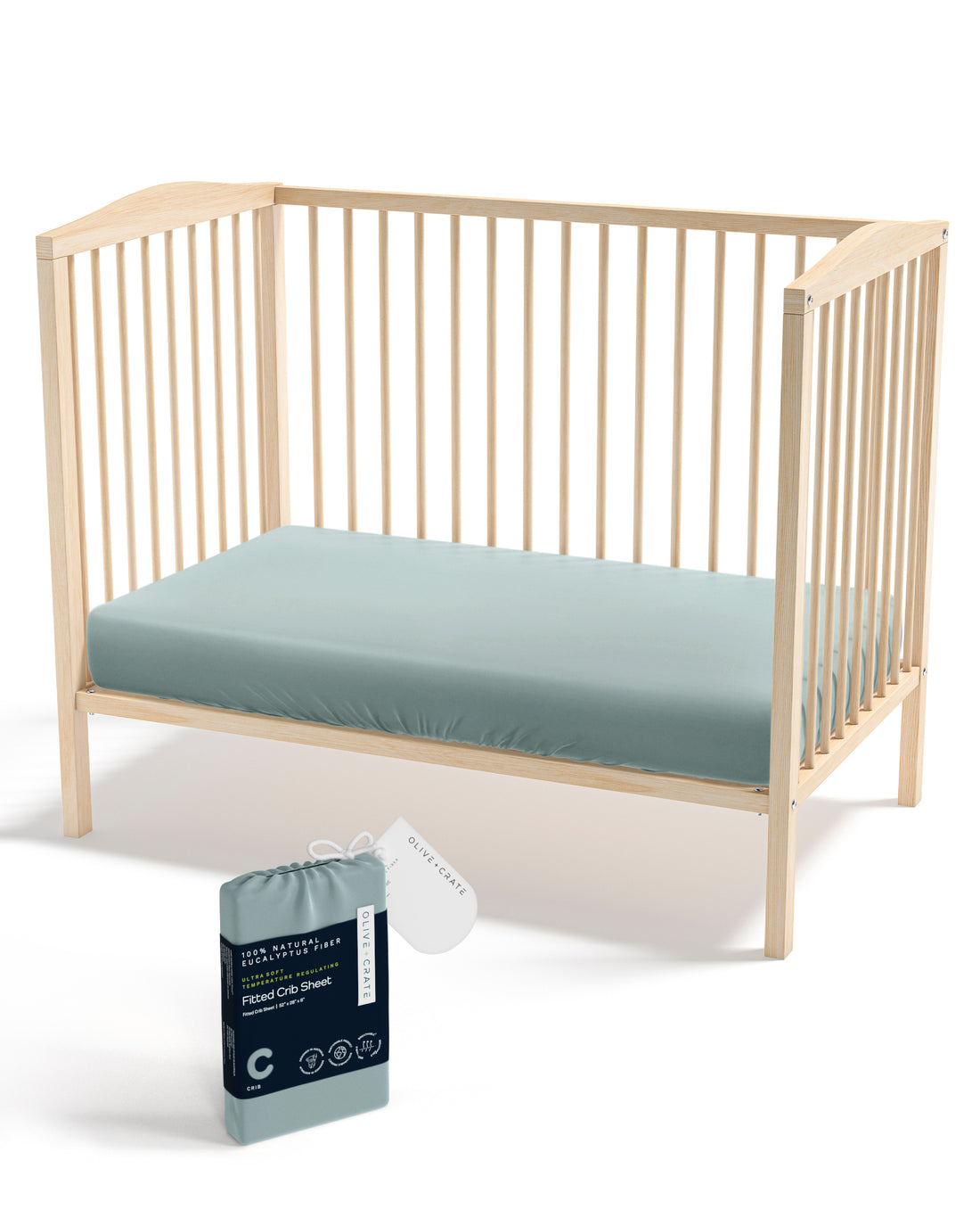 TENCEL Eucalyptus Crib Sheet Olive and Crate
